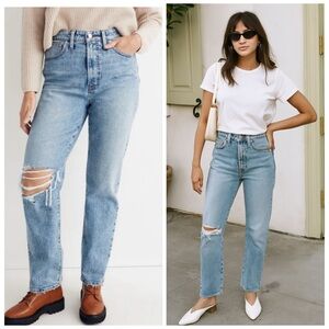 Madewell Perfect Vintage Straight Leg Jeans 26P Light Wash Distressed Denim